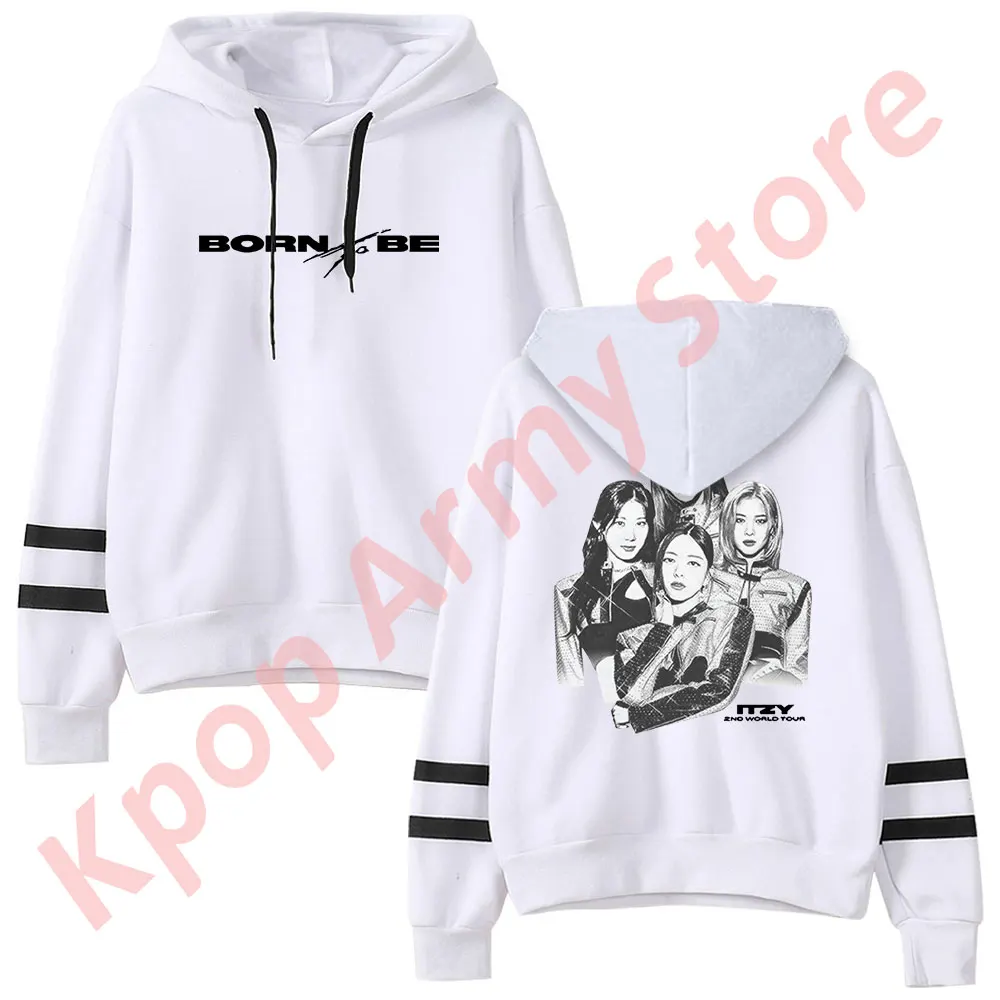 

Kpop ITZY Born To Be Photo Merch без карманов параллельные полосы рукава унисекс модная уличная одежда свитшоты