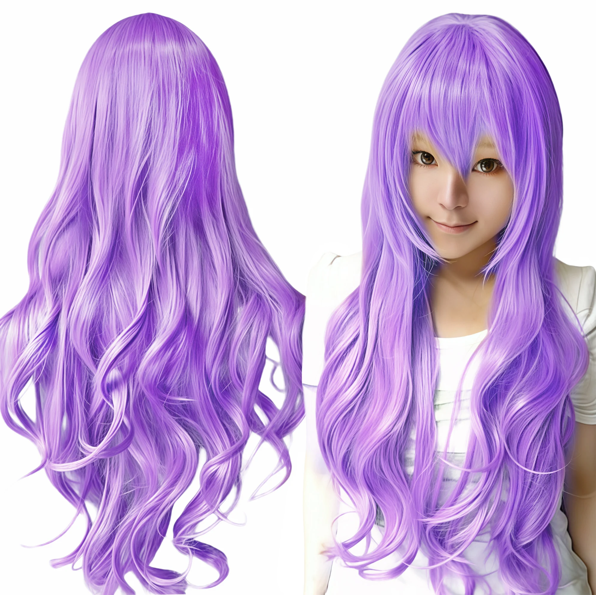 

Synthetic Hair Bright Lavender Lolita Cosplay Wig Curly Nepgear Anime Wigs Kyoko Kirigiri Halloween Costume Violet Wig for Girl