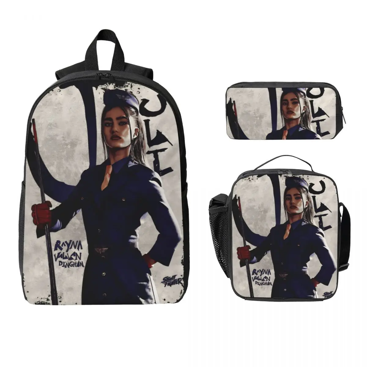 3Pcs Streets Fighters Movie 2026 merch Backpack Set for Boy Girl Pencil Boxes Bookbag Sets with Lunch Box For School Knapsack