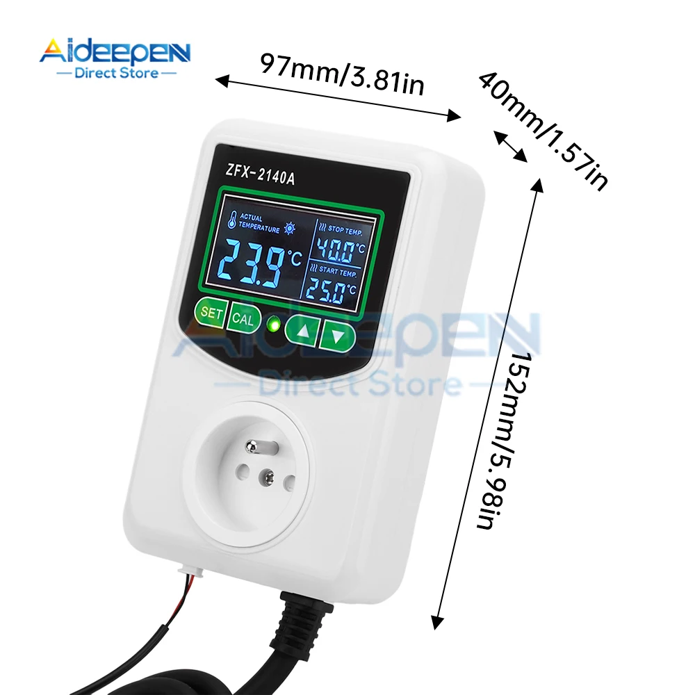 ZFX-2140A 220V LCD Digital Temperature Controller Thermostat Thermoregulator Sensor Meter Switch NTC Sensor 2200W/3500W