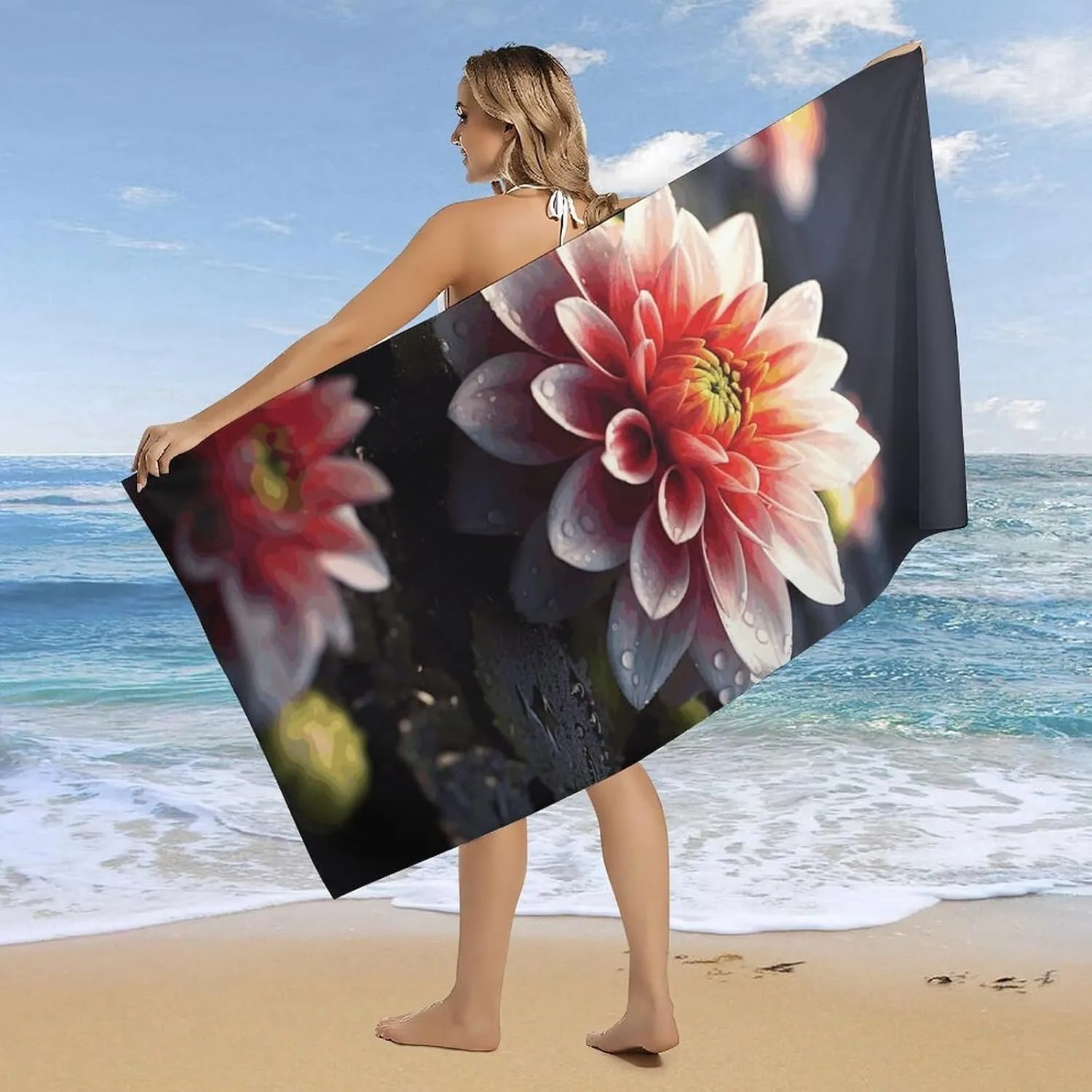 HD flower pattern Beach Towel for Family stuffs friends Gift Quick-Dry Sand free For Bath Yoga Beach Camping Swimming GYM travel