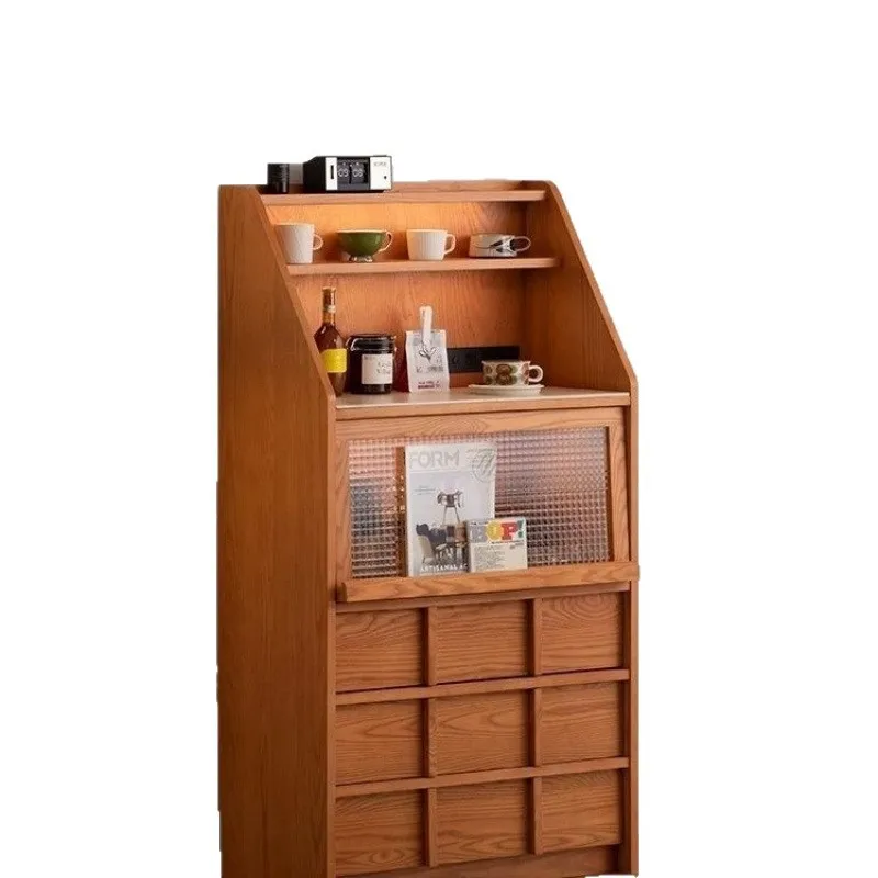 

French American Retro Solid Wood TV Cabinet Coffee Table Living Room Black Antique Locker Small Apartment Floor Storage Cabinet