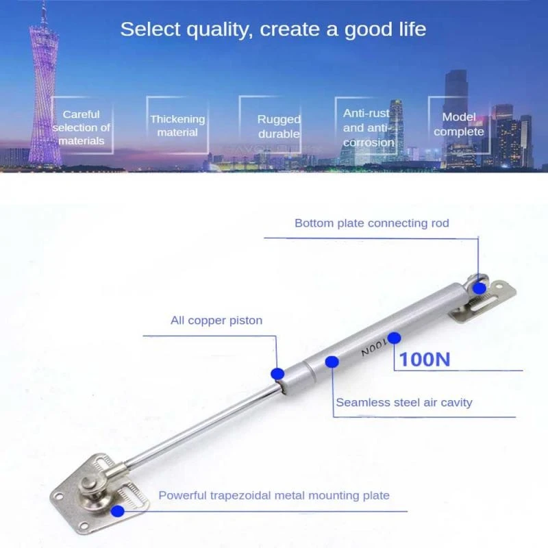 100N 10kg Gas Spring Door Lift Support from Myhomera, Soft Close Design for Cabinets, Cupboards & Tatami Lids - Choose 1/2/3 Pie