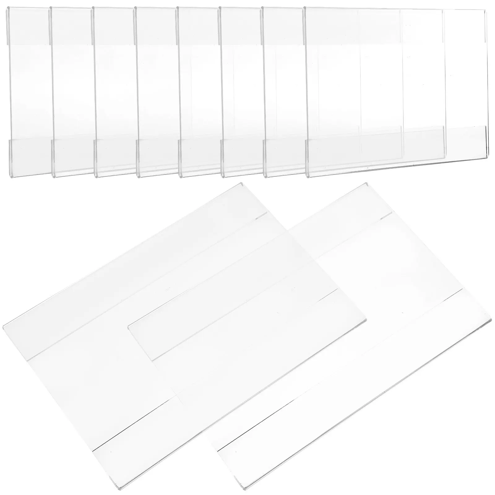 10Pcs Wall Mounted Price Tag Holder Acrylic Clear Sign Display Shelf Label Holder Store Price Signs Indoor Outdoor Use