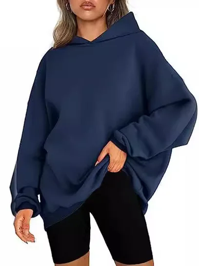 Loose Fitting Hooded Sweatirt Color Blo Street Sle Long Sve Polyester Fiber Women's Casual Comfortable Hoodie