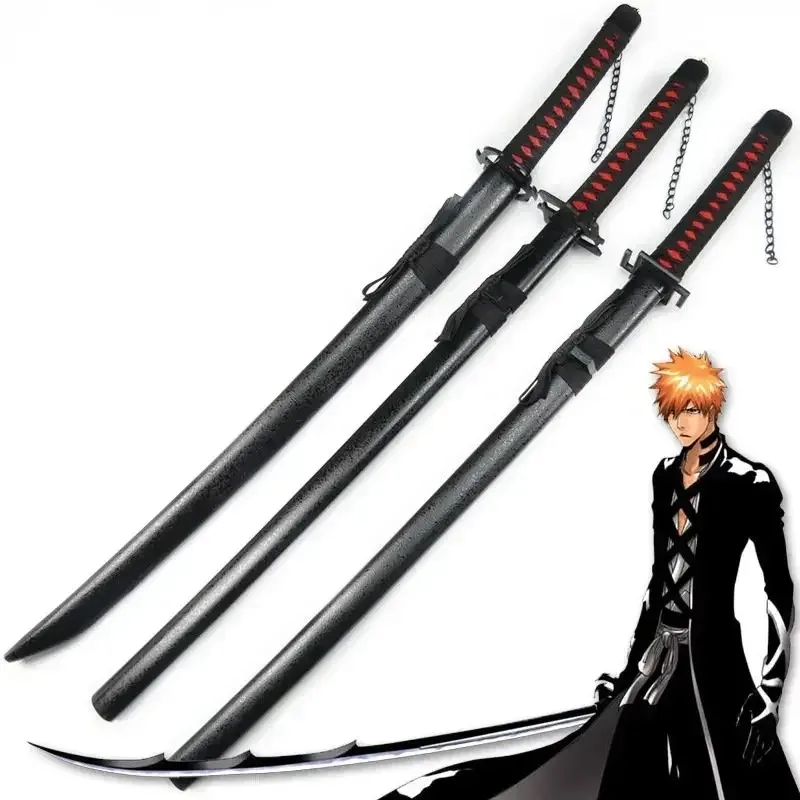 100 سنتيمتر تأثيري أنيمي بليتش Ichigo Kurosaki Tensa Zangetsu Zanpakuto السيف الخشبي زي فستان بتصميم حالم حفلة عرض مسرحي الدعائم هدية