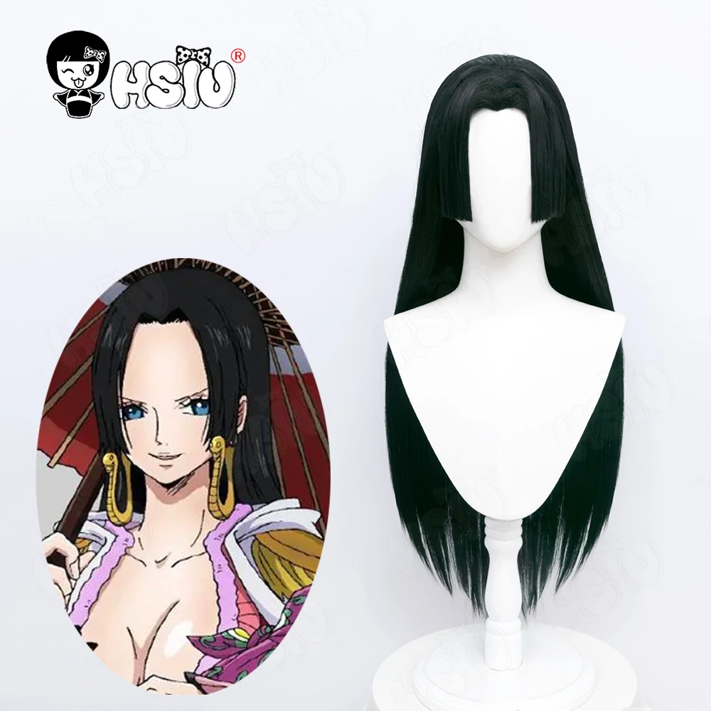 

Boa Hancock Cosplay Wig Fiber synthetic wig Anime One Piece Cosplay「HSIU 」Women Black Long Wig+Wig Cap