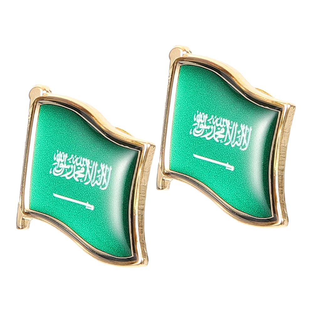 

2pcs Crystal Resin Brooch Saudi Arabia Flag National Lapel Pin For Clothes Hat Bag Scarf Accessories Enamel Travel Souvenir