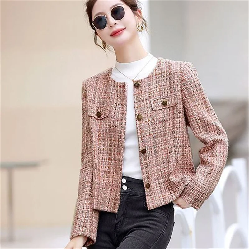 Xiaoxiangfeng Coat Women 2025 Spring Autumn New Jacket This Year Popular Tweed Outwear Temperament Elegant Short Overcoat Female