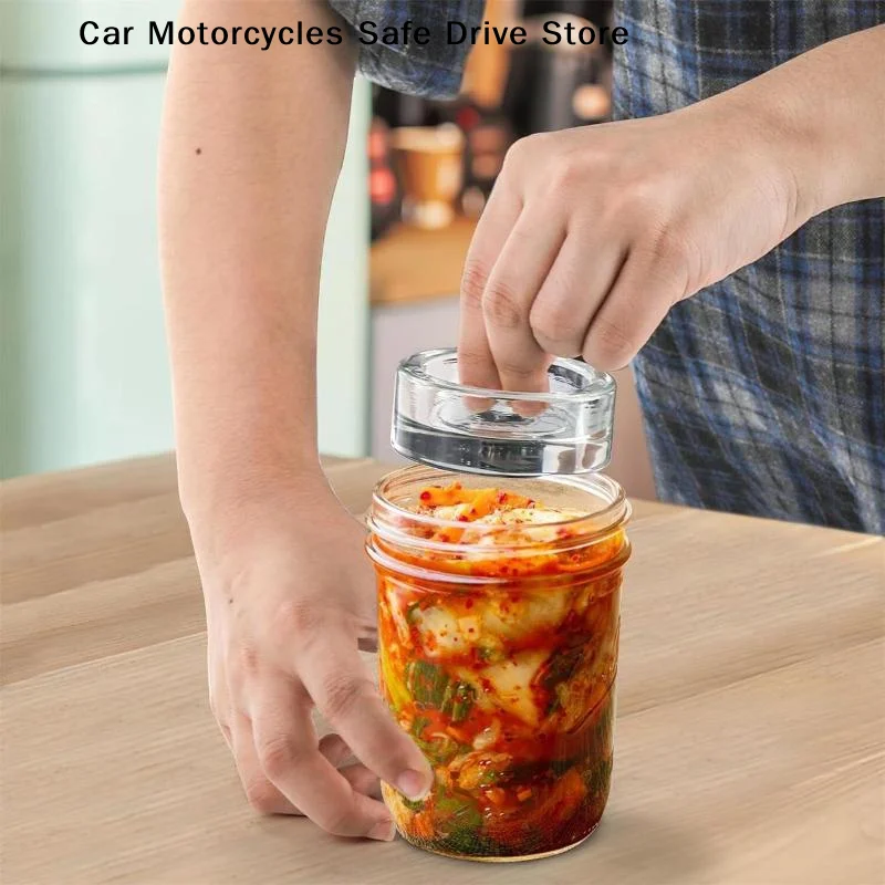 【CM】1pcs Fermented Glass Weights Wide Mouth Jars Lids Kitchen Gadgets Sealed Storage Container Lids Cheese Fermentation
