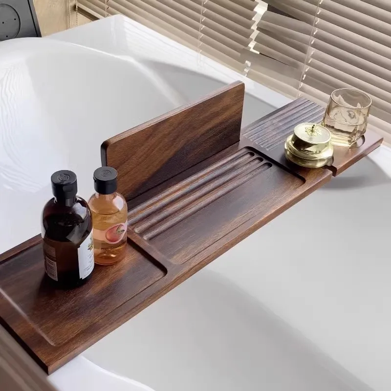 Walnut bathtub rack Bathroom rack Cross-border medieval high-grade multi-functional solid wood bathtub rack