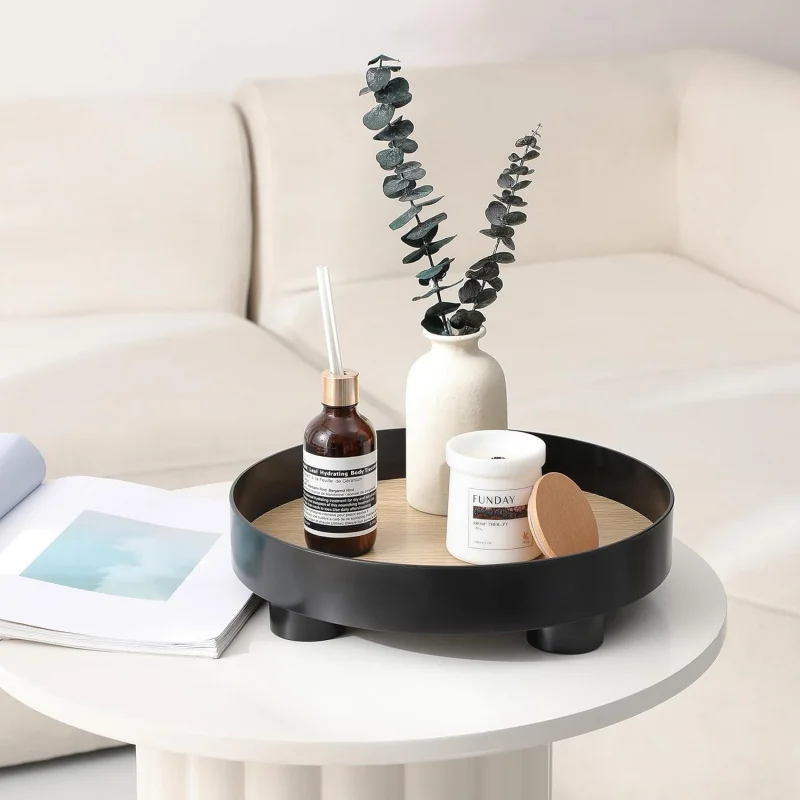 Decorative Tray Coffee Table Round for Home Decor Bathroom Counter Perfume Organizer Dining , Dresser,