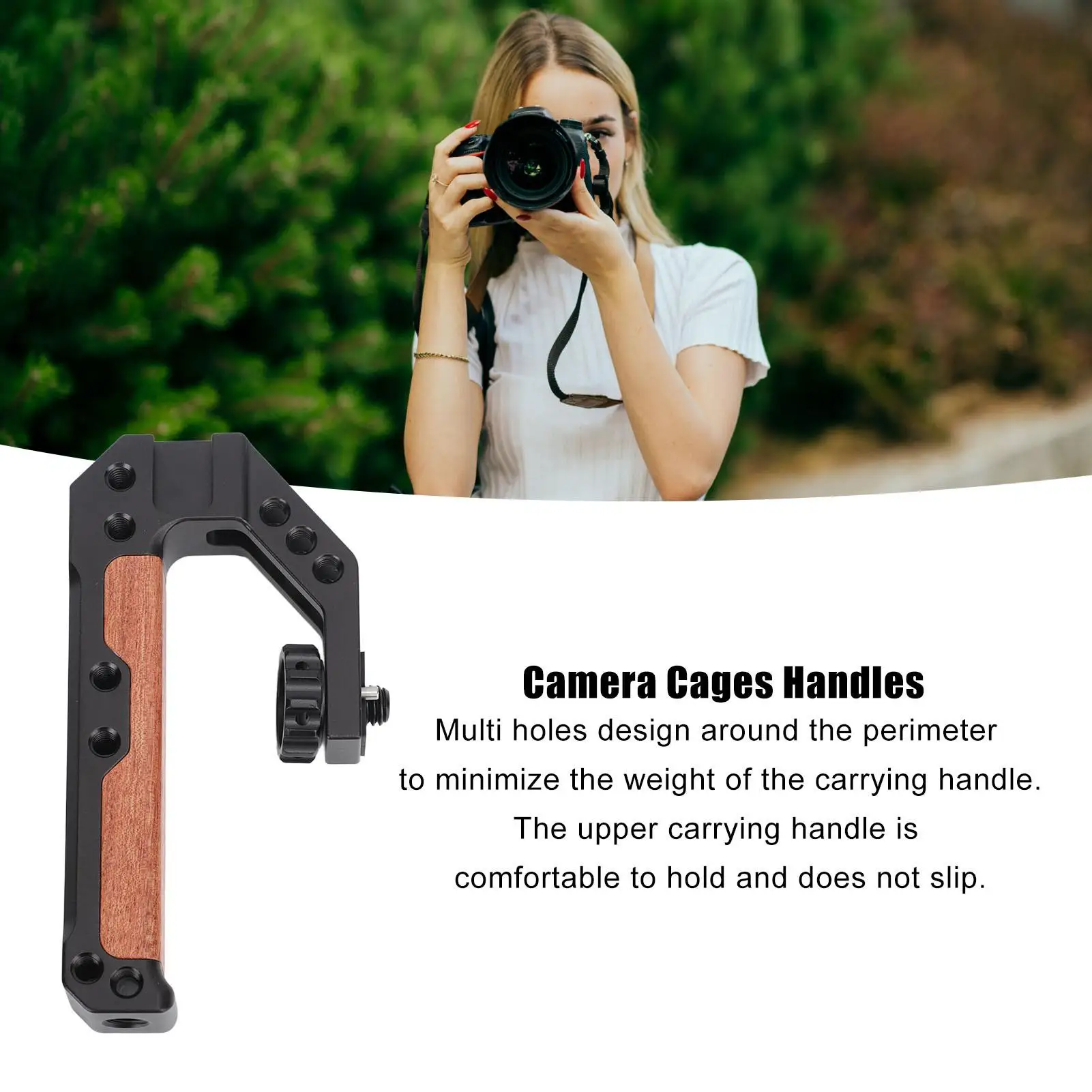 for dslr Camera Top Handle Grip with Multi Holes & 3 Cold Shoe Ports - 1/4'' & 3/8'' Compatible