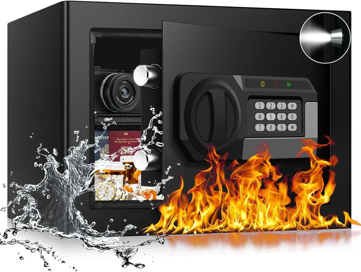 

1.2 Cubic Feet Fireproof Safe Box with Digital Keypad, Removable Shelf for Home Security