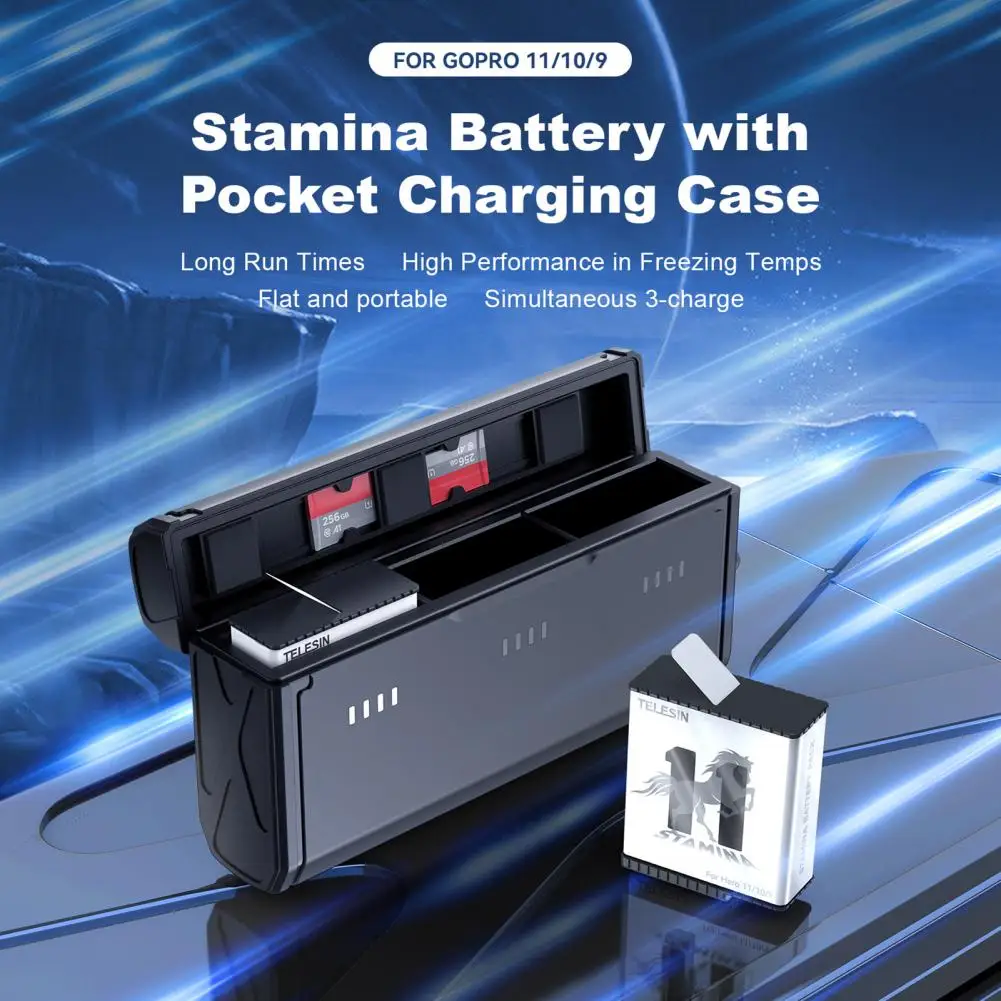 Battery Charging Box  Useful Pocket Storage 4.4V  Open Cover Shows Battery Level Battery Charging Box