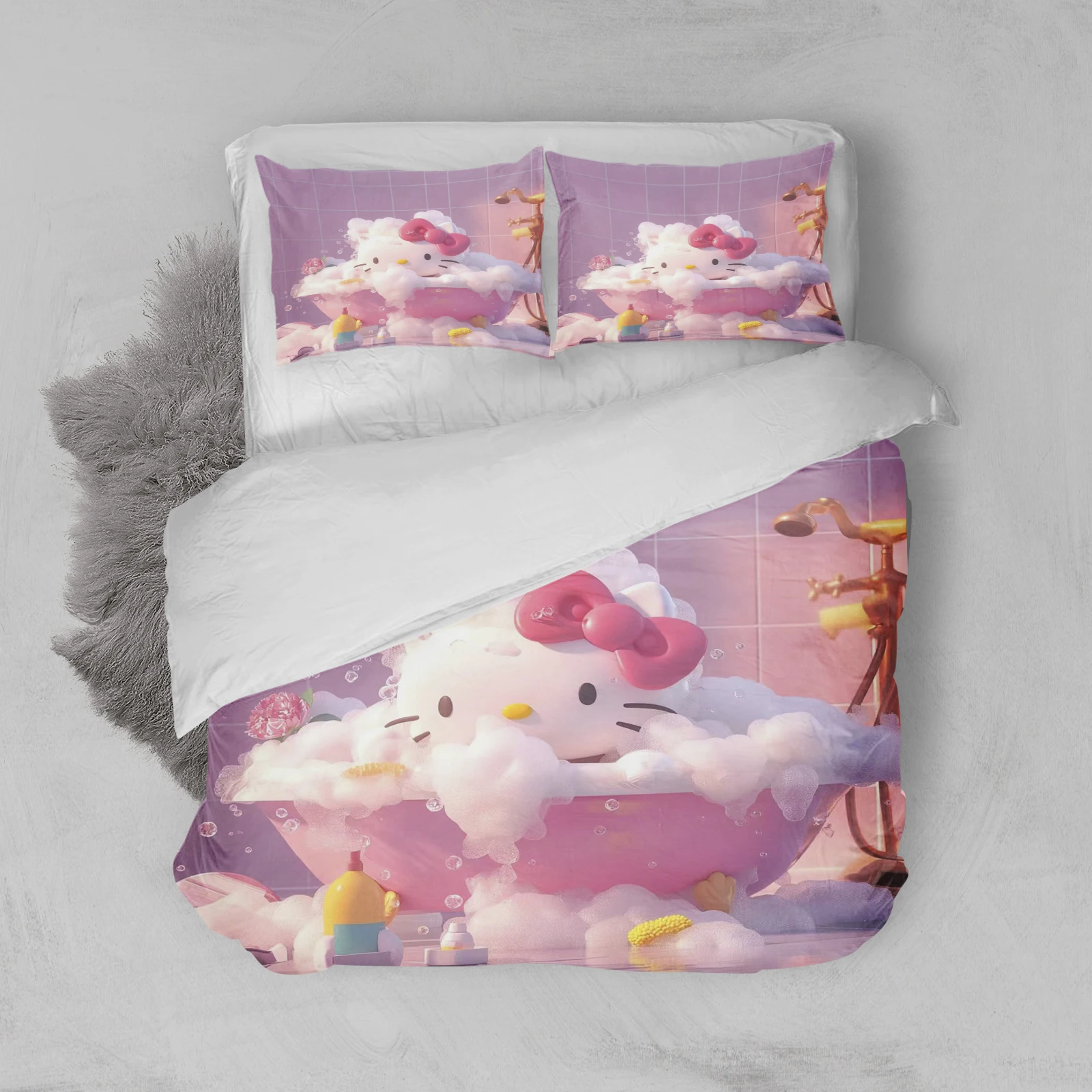 

MINISO-Hello Kitty мультфильм пододеяльник с принтом детский комплект из 3 предметов одеяло комплекты постельного белья King Queen Size