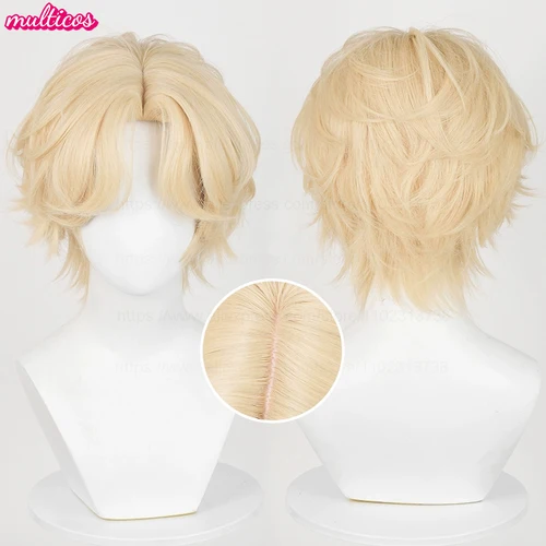 Imagen 2 del producto Peluca de Cosplay Luka de alta calidad, peluca corta rubia Luka, pelo sintético resistente al calor, pelucas de juego de rol para fiesta de Anime + gorro de peluca