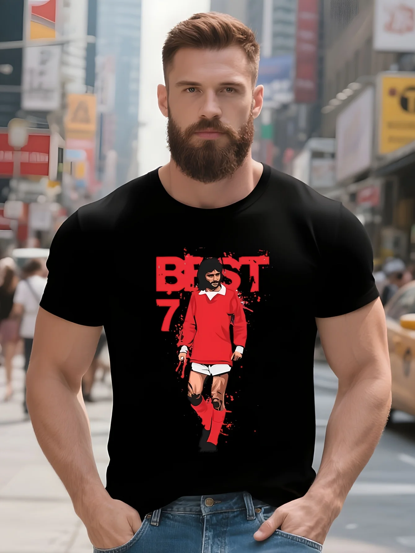 

Футболка George Best, летний топ, черные футболки с короткими рукавами, мужские хлопковые футболки