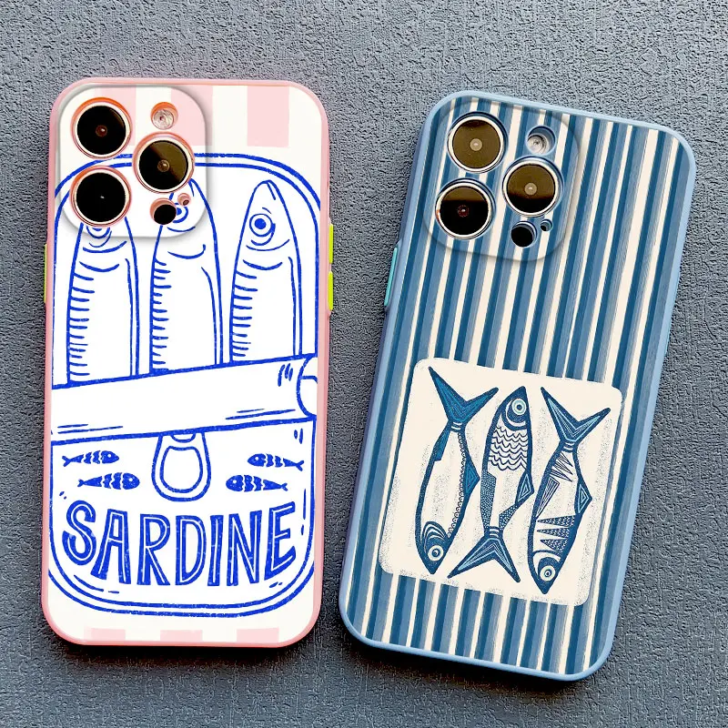 The Newest Sardines Color Fish Pattern Phone Case For iPhone XR XS X 7 8 SE2 16 13 12 Mini 11 Pro Max 15 14 Pro Max Plus Covers