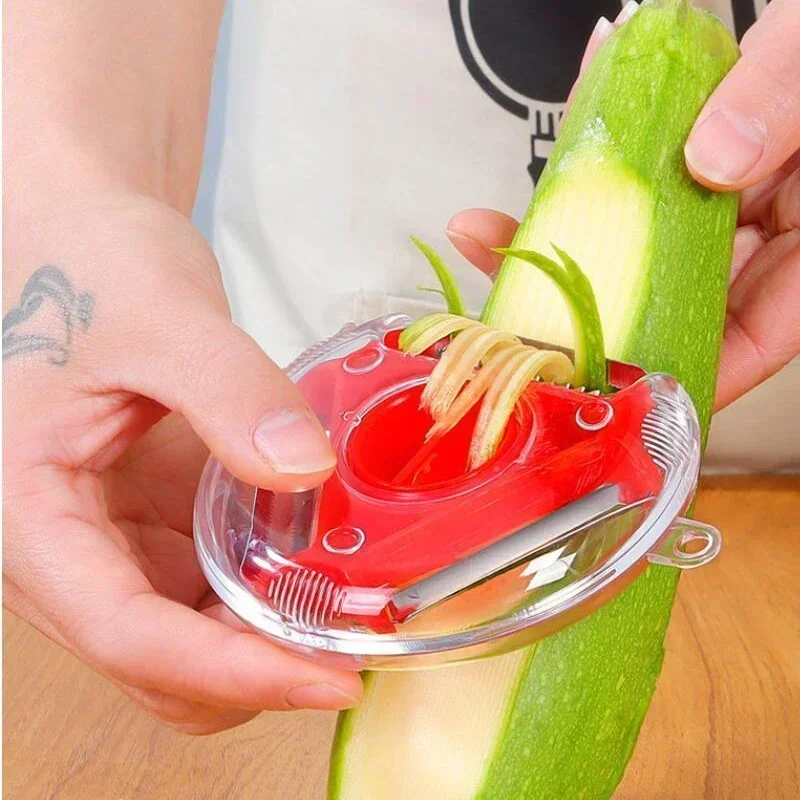 3-in-1 Manual Vegetable Peeler with Suction Base for Peel Slice Shred Potatoes Carrots Apples Kitchen Gadget