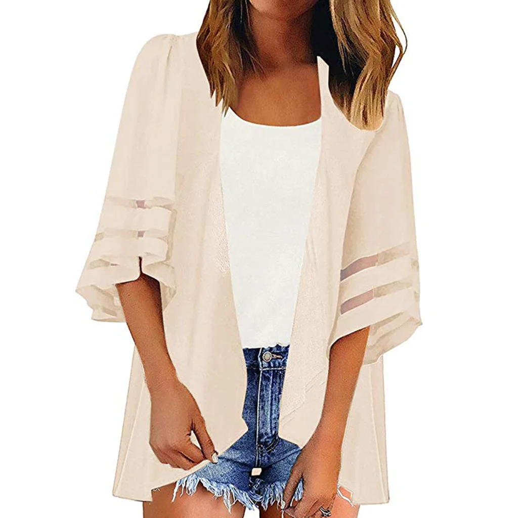 

21 Color Printed Sunscreen Shirt Kimono Mesh Splicing Shawl Sunscreen Shirt Hoodie Beach Wear wrapped gauze draped beach tops