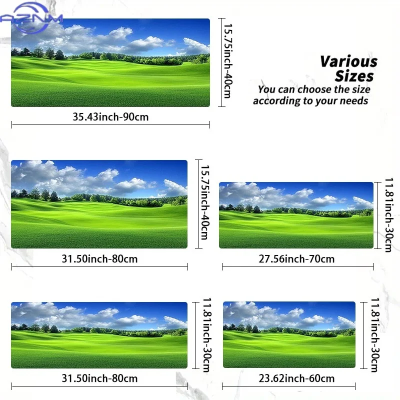 A Mouse Pad Featuring a Green Landscape Design Made of Rubber, Available in Various Sizes, Perfect for Gamers And Programmers, A