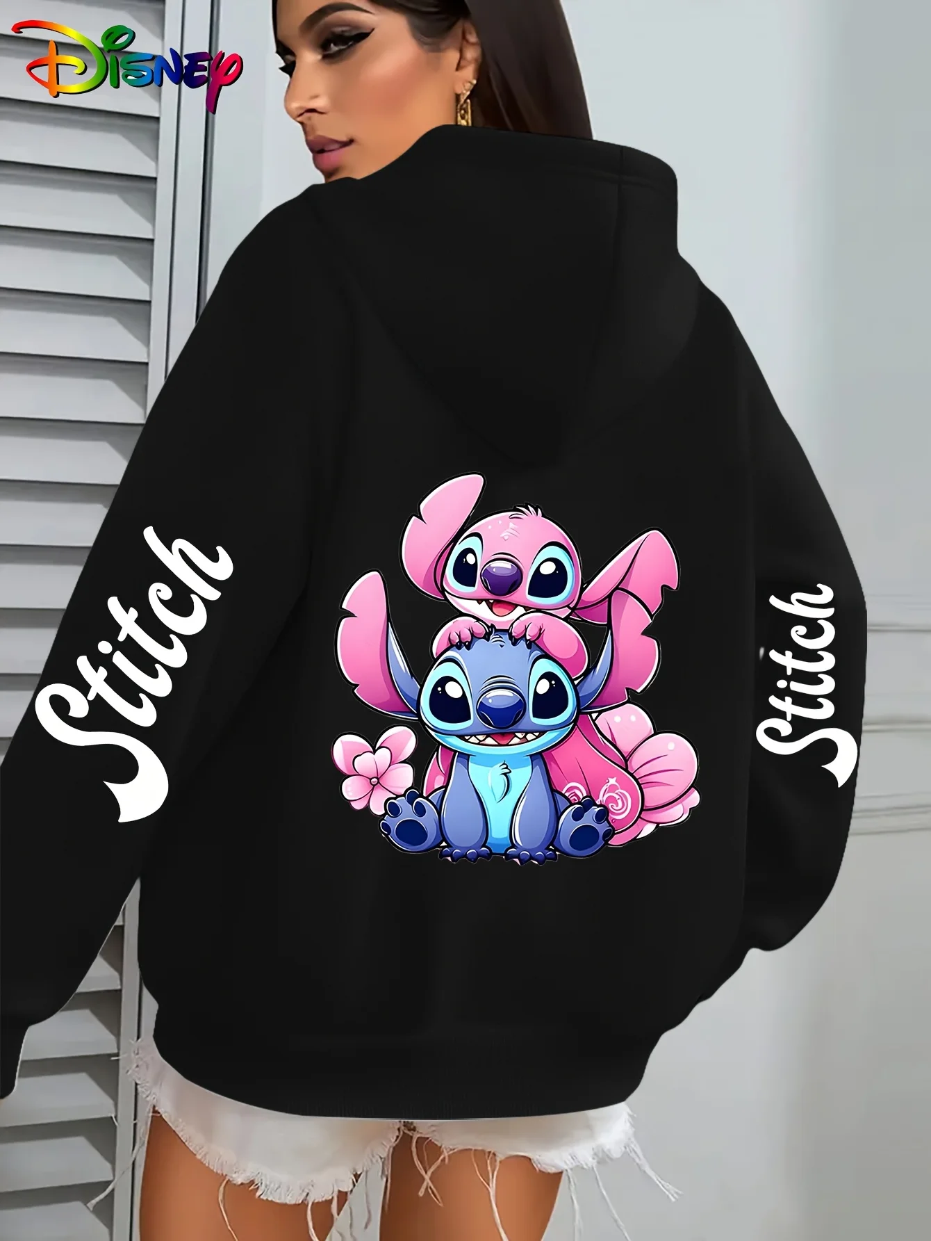 ديزني مطبوعة هوديي المرأة 2025 الخريف/الشتاء جديد فضفاض زوجين نمط عصري معطف الموضة كبيرة الحجم #2