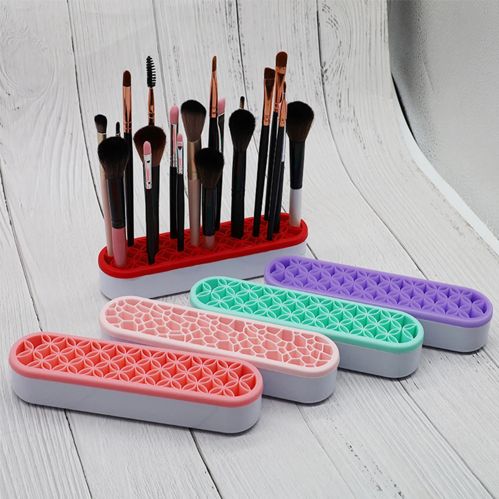 Silica Gel Waterproof Makeup Brush Holder For Convenient Storage Stylish Cosmetic Storage Box green