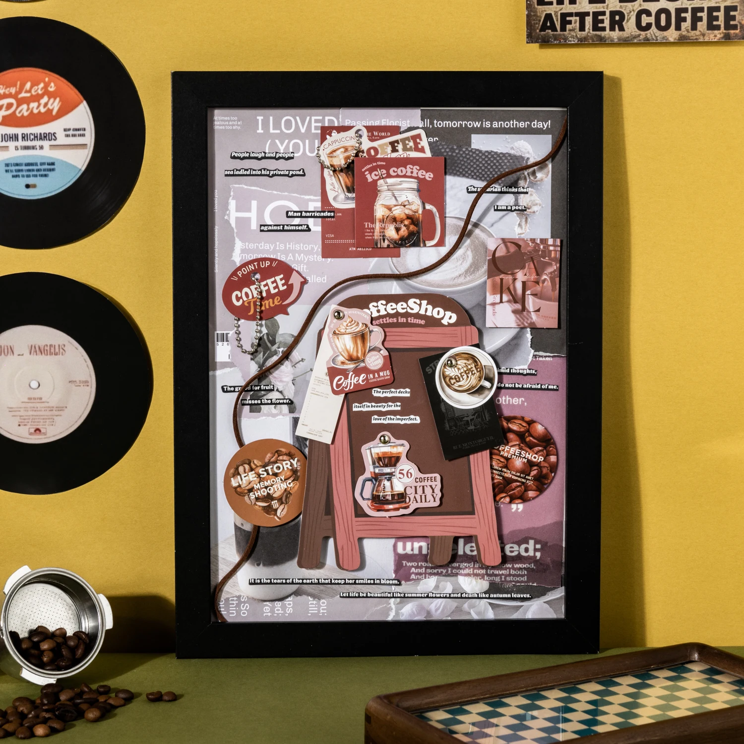 افتح سلسلة مقهى خمر مقهى التسمية المشهد ملصق الإبداعية DIY مجلة المواد الكولاج سجل القصاصات القرطاسية