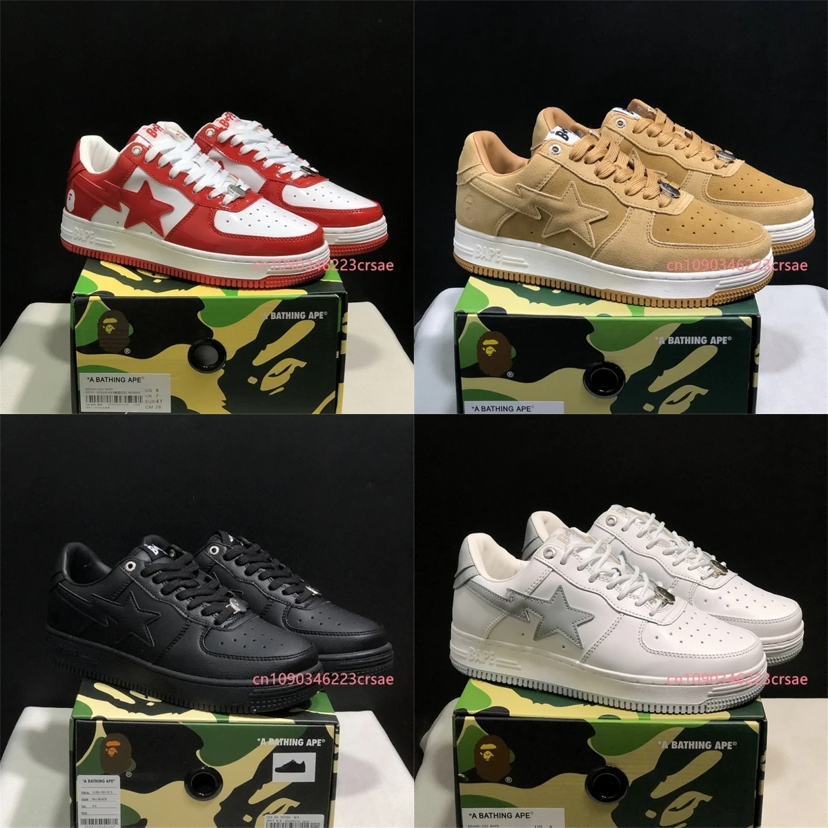 Eur36-46 Bape Sta Men Women Shark None-Slip WGM Skateboarding Shoes Outdoor Causal Bapesta Sports Big 46 Size Walking Sneakers