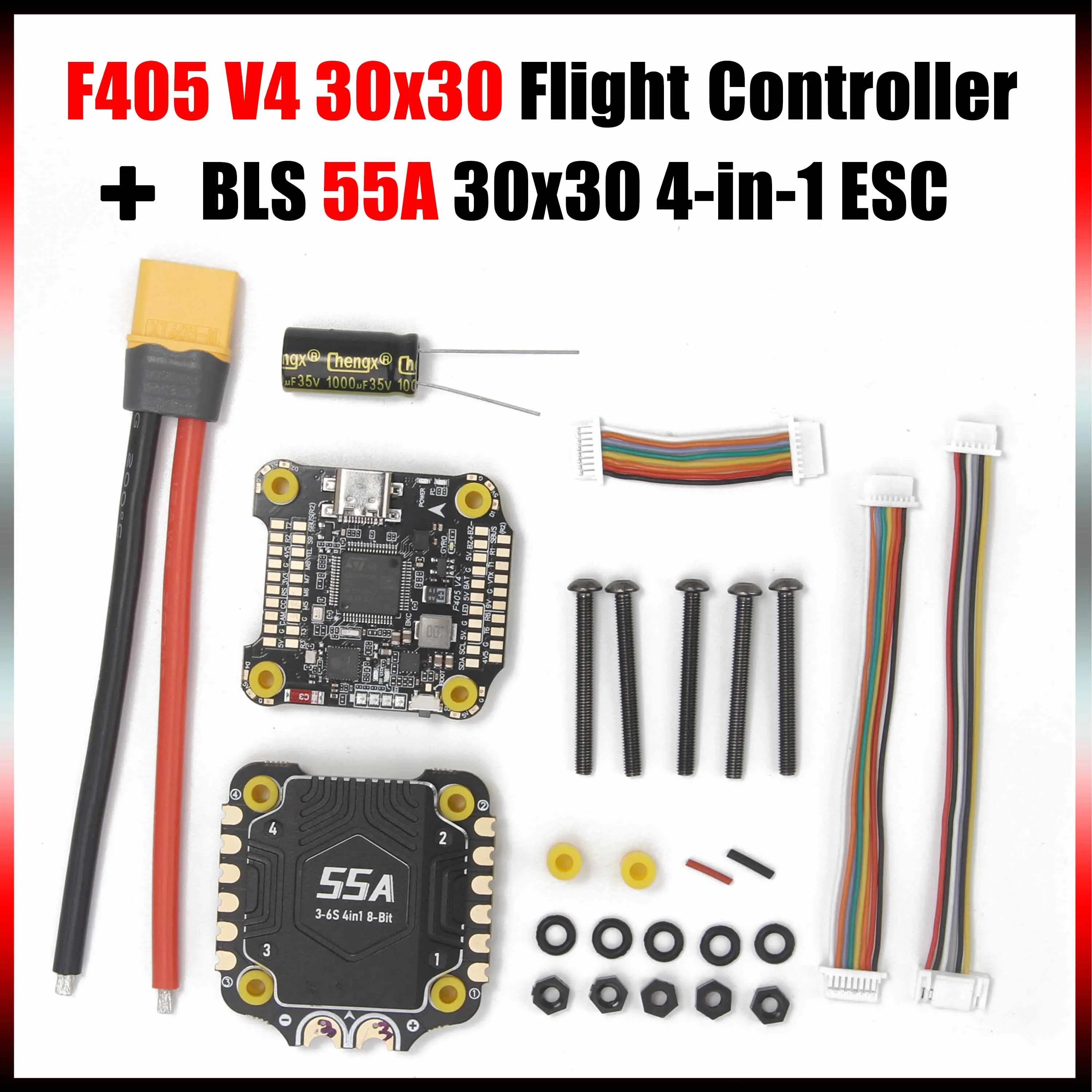 

F405 V4 Flight Control Stack with BLS 55A 4-in-1 ESC for FPV RC Racing Drones Fixed-wing Bluetooth Configuration DIY Accessories