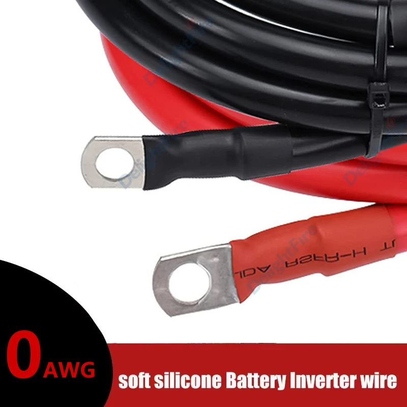 

0AWG Аккумуляторный кабель 50 мм2 Гибкий инверторный солнечный силиконовый кабель с клеммами M6 M8 M10 Красный Черный Электрический провод для аккумулятора