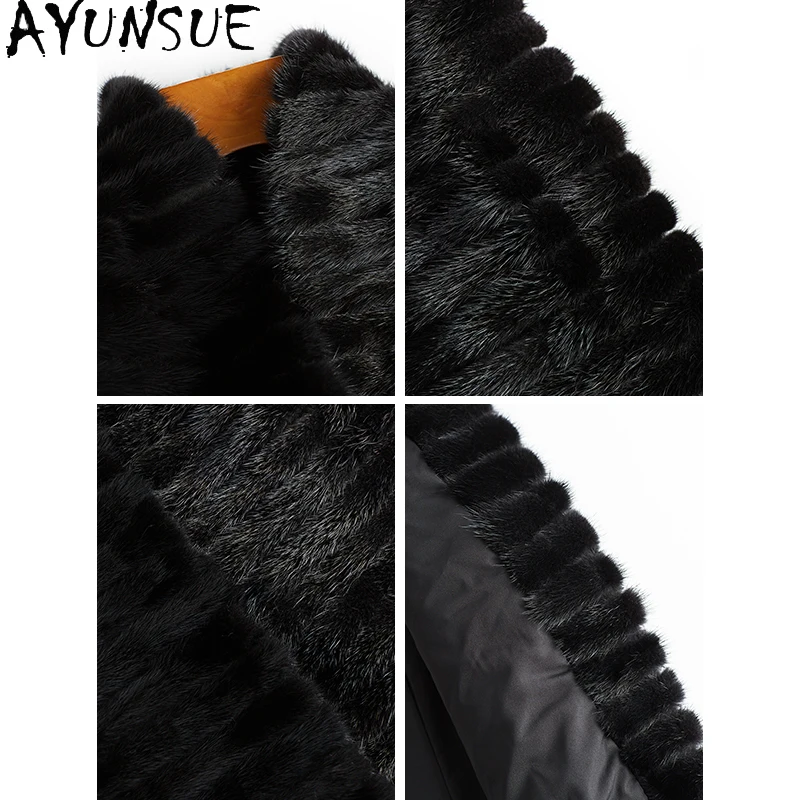 Ayunsue casaco de pele para mulher 2025 nova chegada roupas pretas mulher casaco inverno outono casual moda roupas para mulher veste hiver