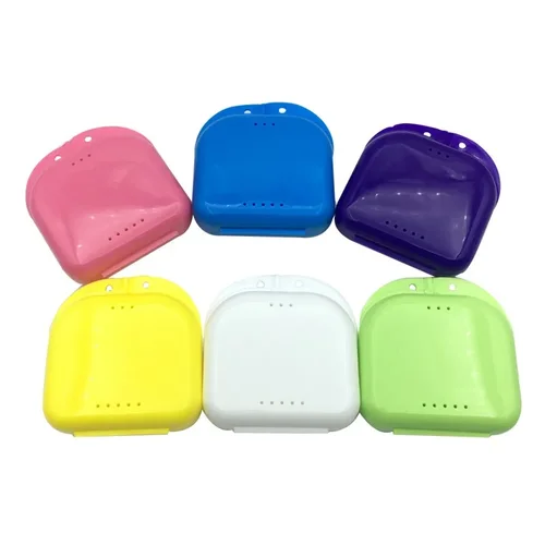 Imagen 2 del producto Caja de almacenamiento de plástico para dentaduras postizas, contenedor de utensilios dentales, organizador de baño, 50 unidades