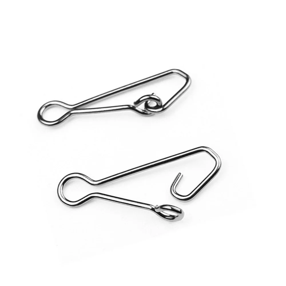 50pcs Stainless Steel Fishing Swivels Hooked Snaps Fishing Hook Line Connector Sea Swivel Rolling Snap 000/00/0/1/2/3/4/5/6/7/8#