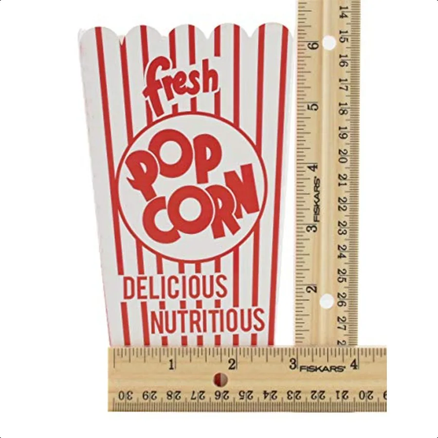 Snappy Popcorn 44E صناديق الفشار المفتوحة باللونين الأحمر والأبيض. 8 أونصة. عدد 100