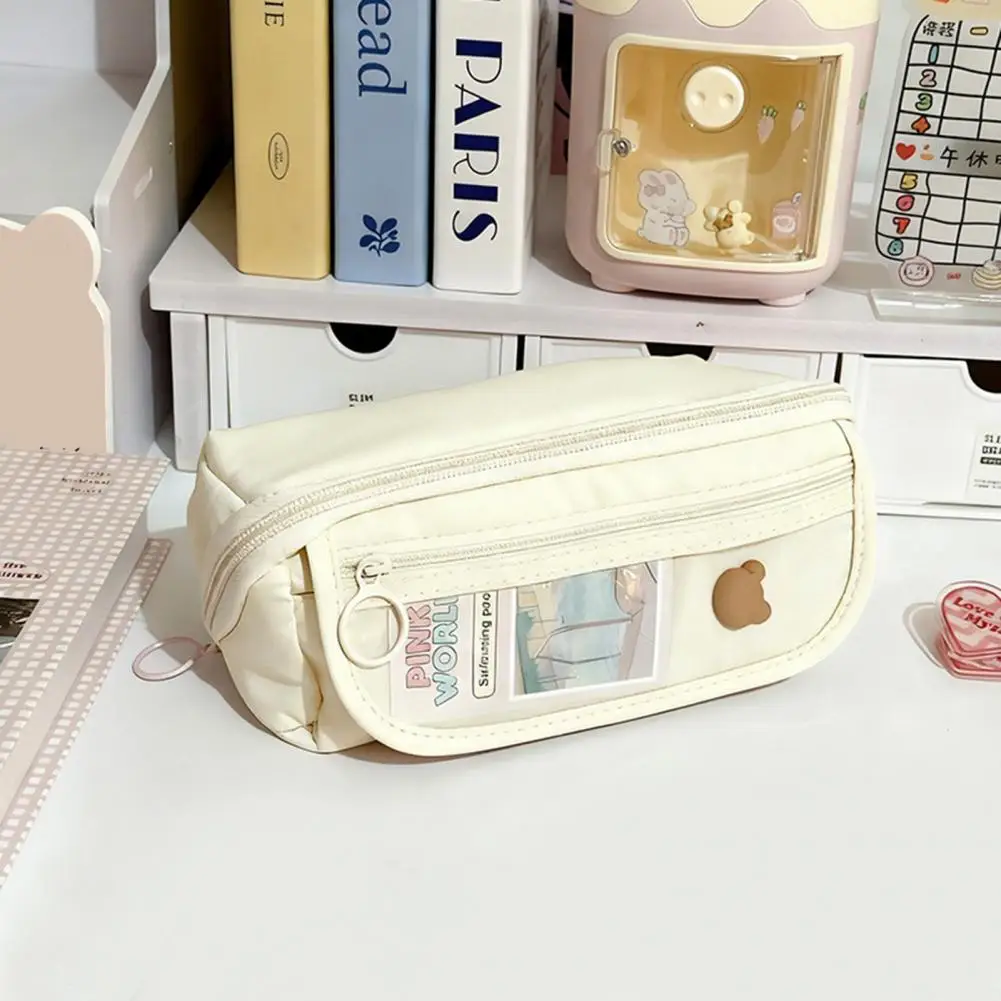Macaron Color Pencil Case Pencil Case with Wide Opening Zipper Multi-layer Pen Pouch for Teens Women Portable Office School