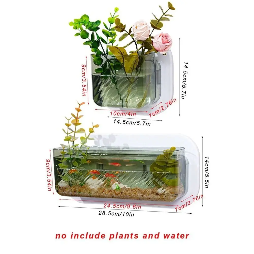 Punch Free Wall-mounted Plastic Vase Clear Detachable Wall Hanging Fish Tank Creative Multi-function Hydroponic Flower Pot