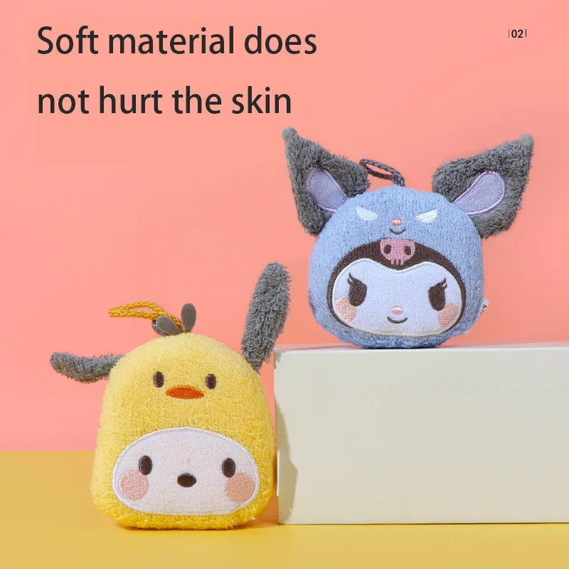 

Kuromi губка для купания аниме Kawaii милая щетка для душа мультфильм Cinnamoroll портативная губка-скраб подвесной тип принадлежности для ванной комнаты