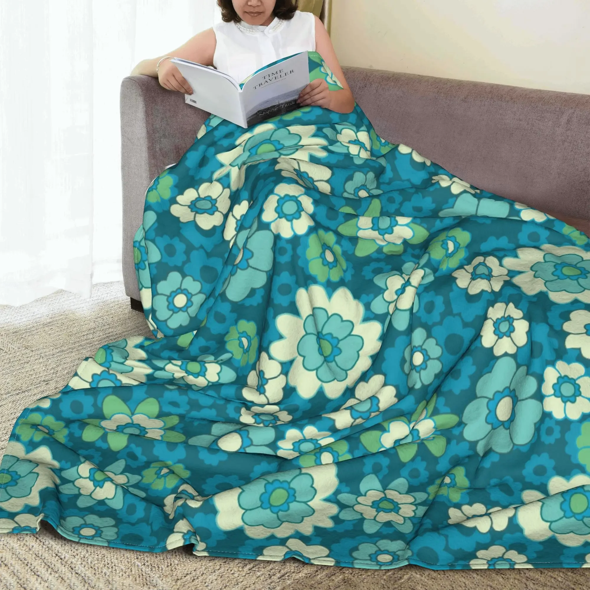 70s Flower Power Blankets Warm Flannel Sofa Throw Blanket for Couch Bedding Office Throws Bedspread Quilt
