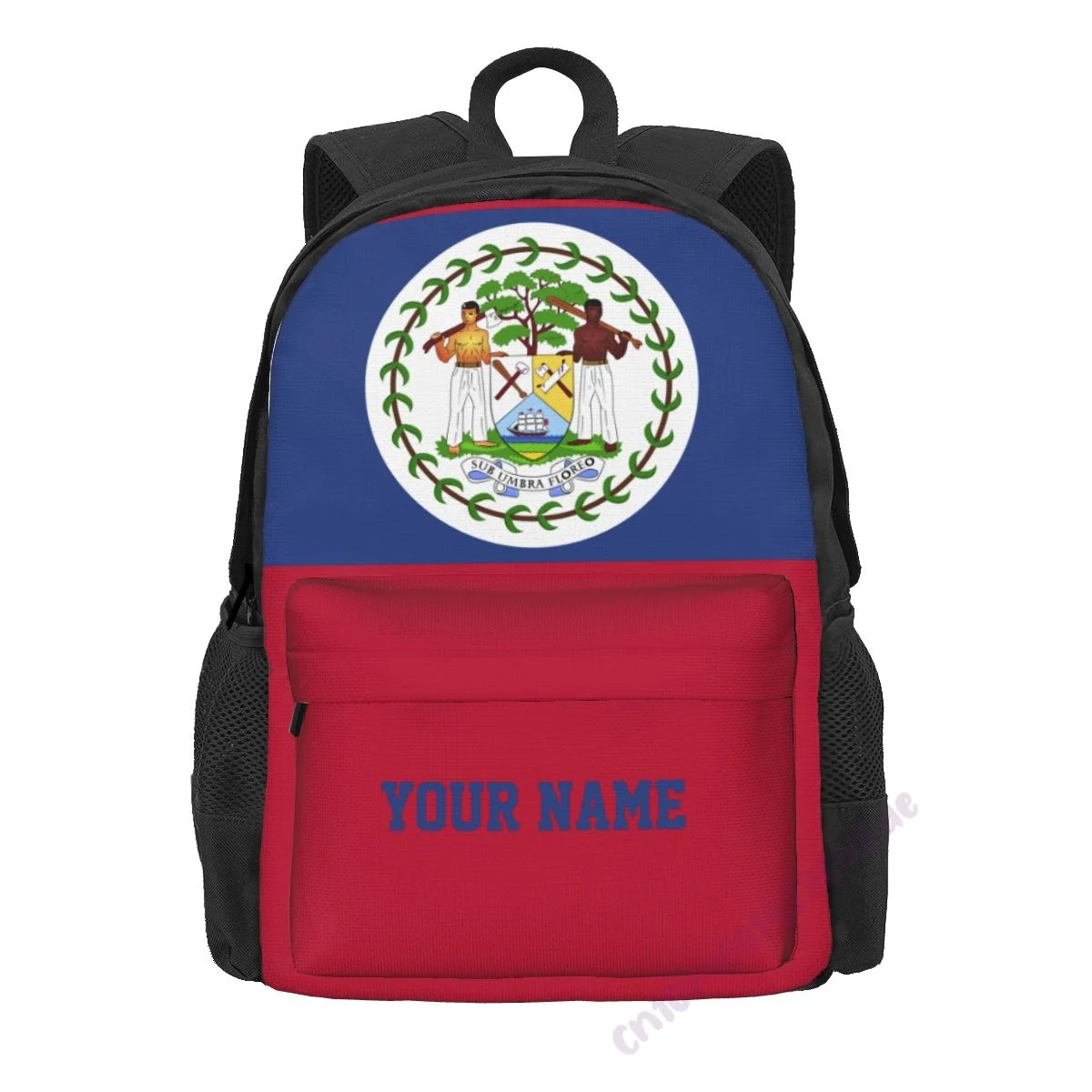 Custom Name Belize Flag Polyester Backpack For Men Women Travel Bag Casual Students Hiking Travel Camping