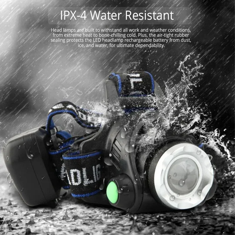 Pop Powerful LED Headlamp Rechargeable Telescopic Zoomable Headlight Outdoor Waterproof Work Head Lamp High Lumen Head Torch
