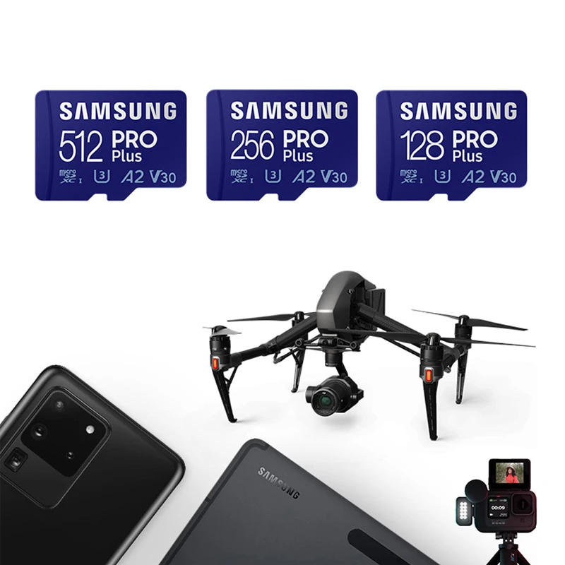 Карта памяти SAMSUNG PROPlus microSDXC 128 ГБ 256 ГБ 512 ГБ TF-карты U3 A2 V30 4K UHS-I для телефона/камеры/экшн-камеры/дрона