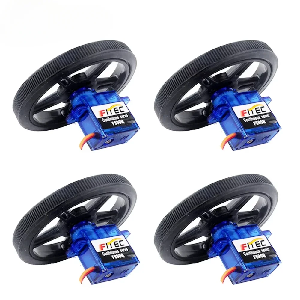 4Sets Feetech FS90R Servo 360 Degree Continuous Rotation Micro RC Servo with Wheel Mini Servo Plastic wheel for RC Car Plane