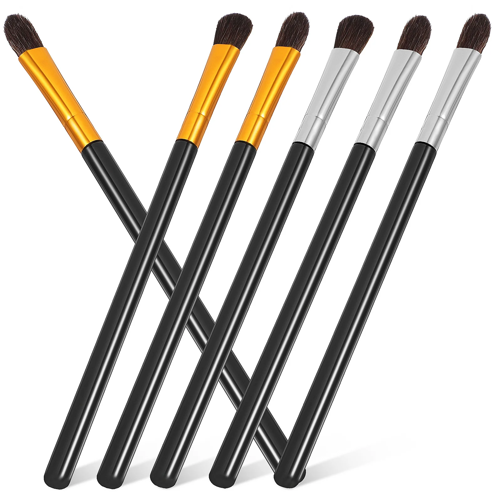 ชุดแปรงแต่งตา 6 ชิ้น ขนแปรงนุ่มจากขนม้า ด้ามจับพลาสติก แปรงแต่งหน้าระดับมืออาชีพ สำหรับการเบลนด์สีตา ให้ลุคสโมคกี้