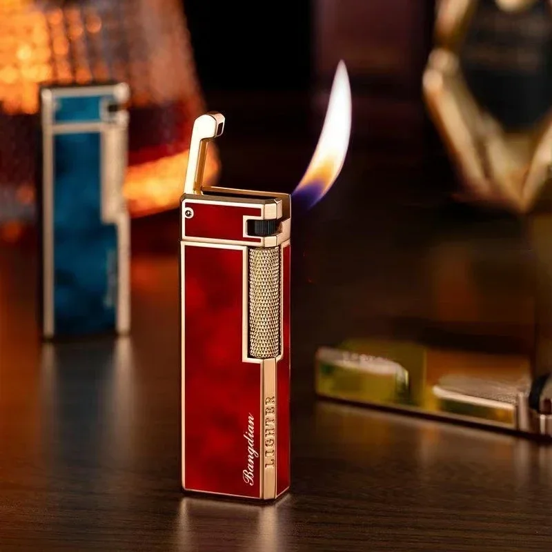 Butane Gas Lighters Retro Side Slide Grinding Wheel Ignition Open Flame Cigarette Lighters Smoking Accessories Unusual  Lighters