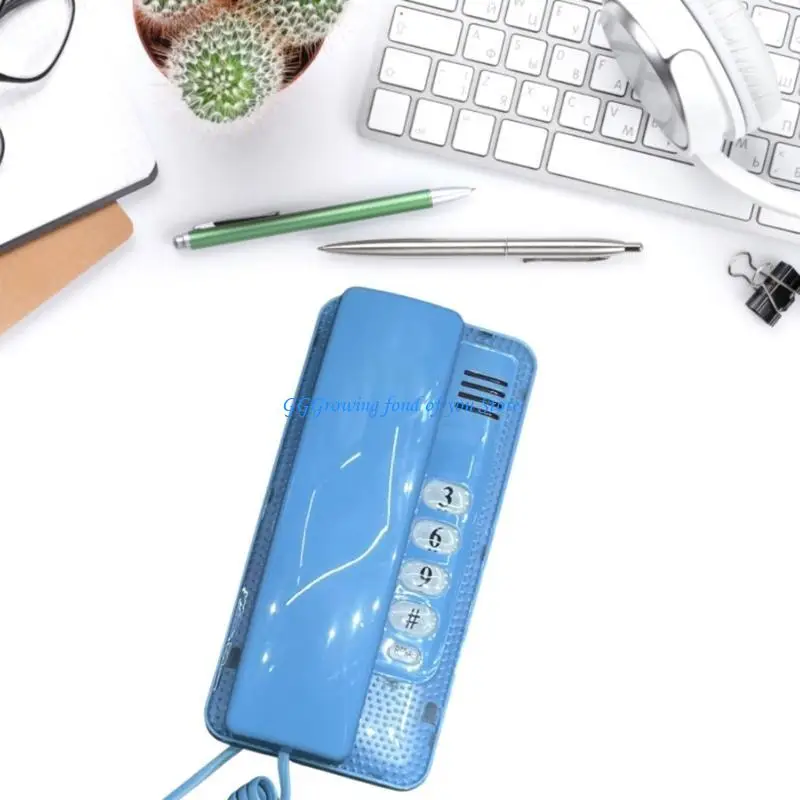 H9EB Wall Phone with Cord Desktop Corded Landline Telephone Wall Mount Corded Phone for Home Hotel Bathroom School Office