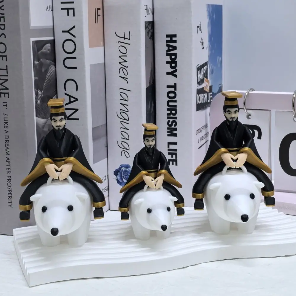 جديد مضحك تشين شي هوانغ ركوب الدب زخرفة PLA الفني تشين شي هوانغ تمثال الإمبراطور القديم ركوب شخصية الدب القطبي