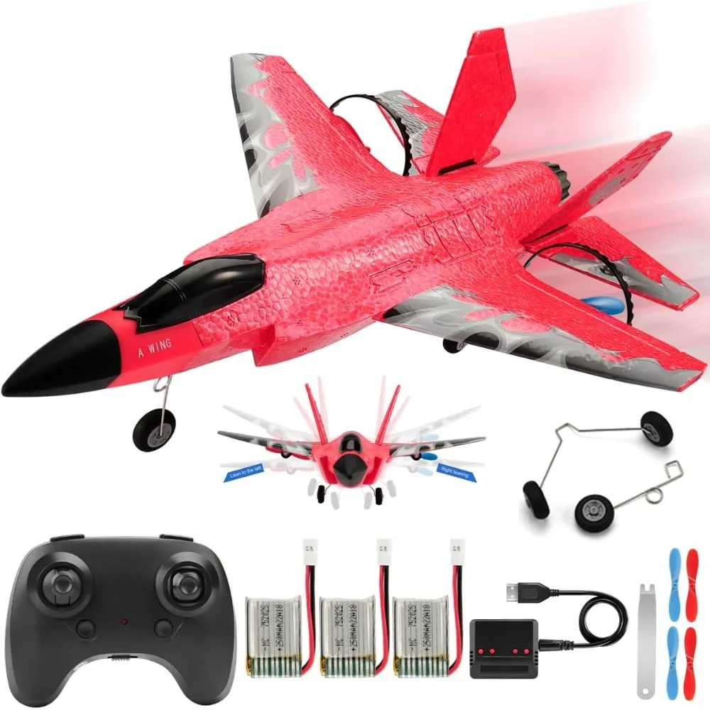 Avión F-35 Lightning II RC - Control de 2 canales con giroscopio para un vuelo fácil, chorro planeador de espuma, regalo ideal para niños