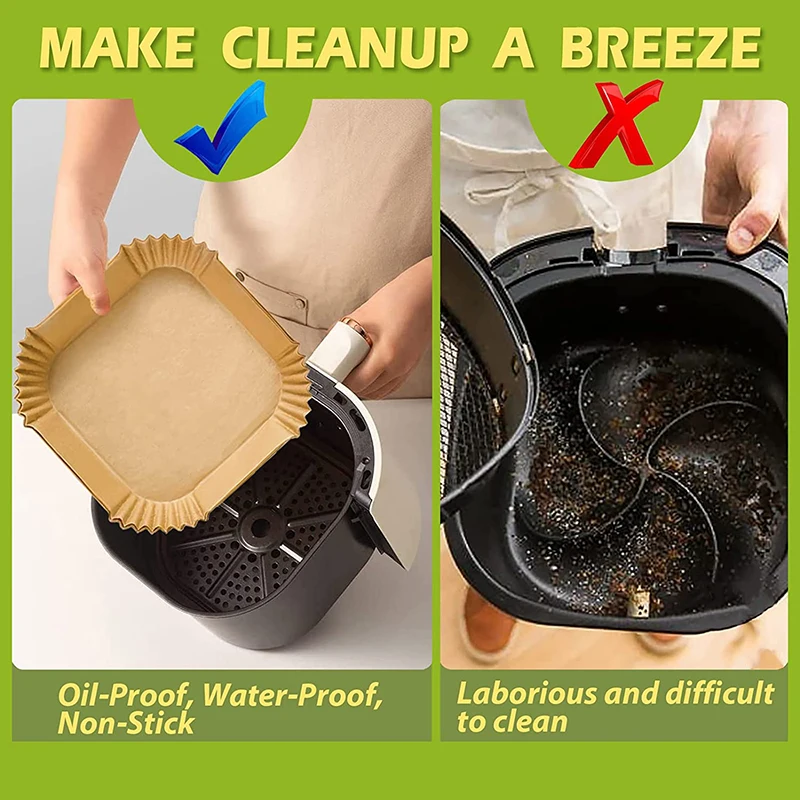 16-23CM Air Fryer Disposable Baking Paper Liner Non-Stick Mat Steamer Square Round Parchment for Microwave Oven Kitchen Cookers